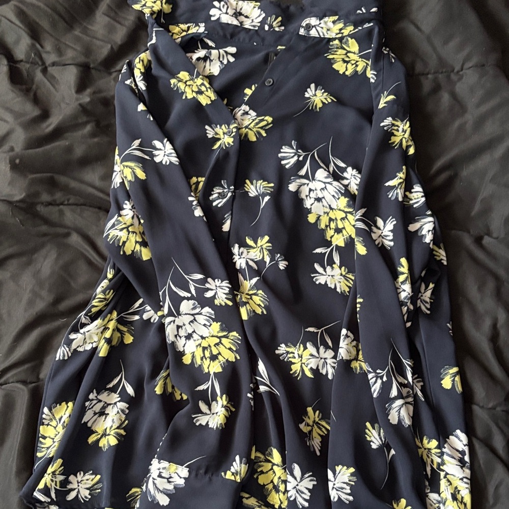 Banana Republic Black Floral A-Line Skirt